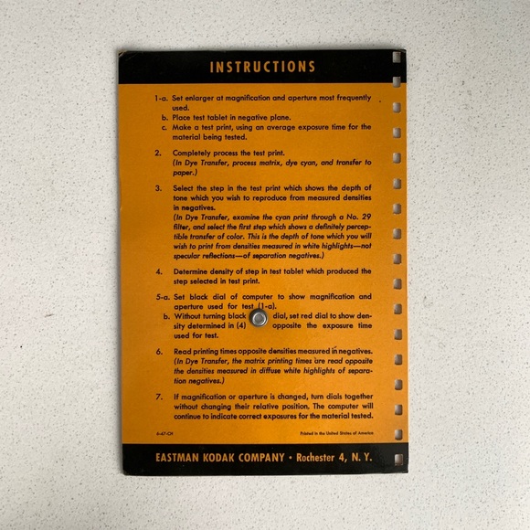 Kodak Print-Exposure Computer Dial Reference Card, In Original Envelope Sleeve - Picture 3 of 5